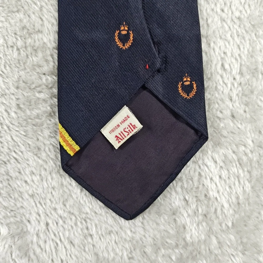 Vintage John Bull Tie Mens Blue Red Striped Crest Silk 70s Preppy Old Money